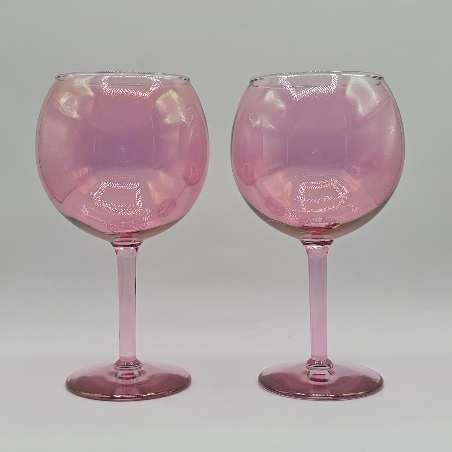 Iridescent Luster Cranberry Wine Goblets