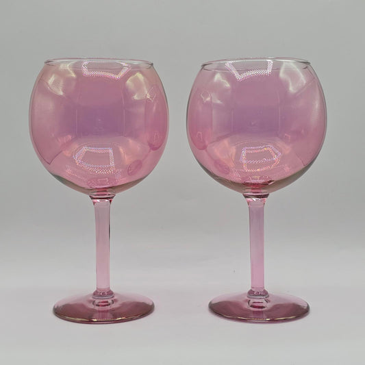 Iridescent Luster Cranberry Wine Goblets
