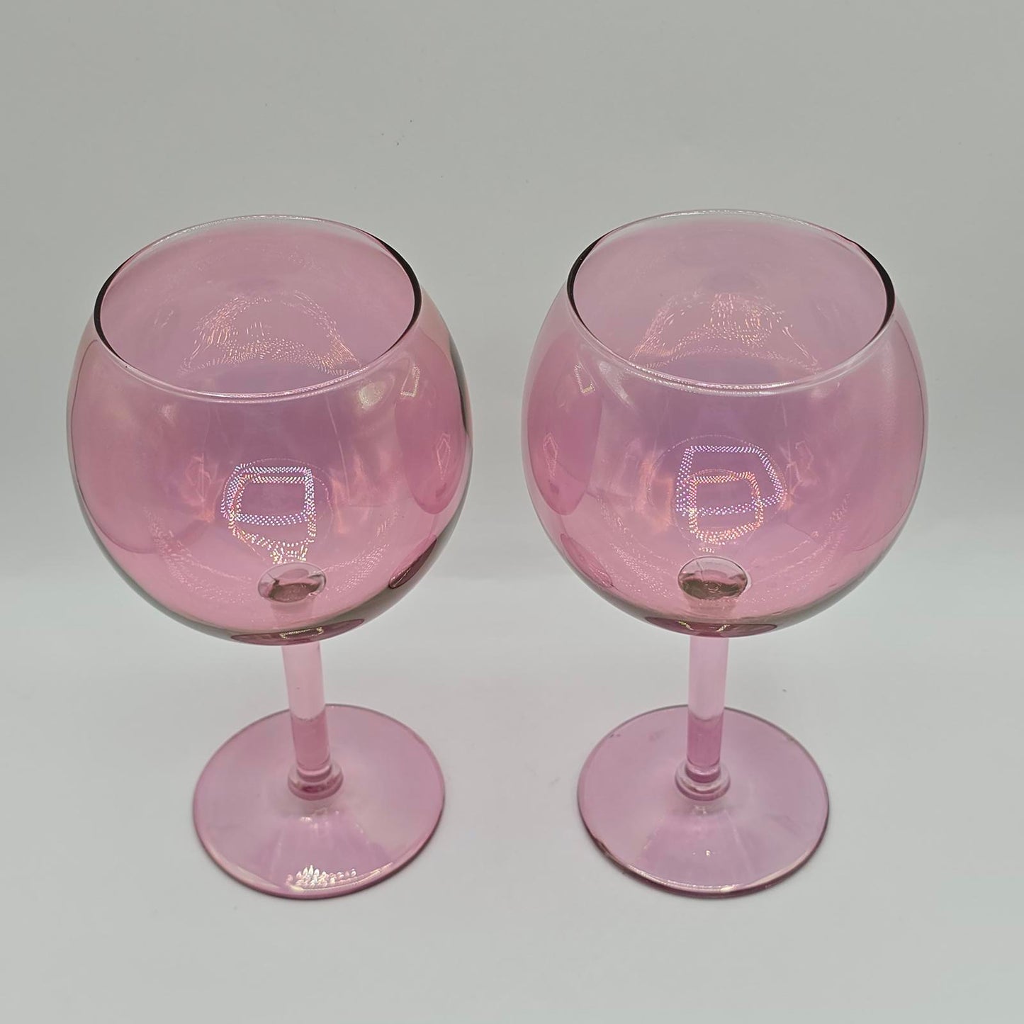 Iridescent Luster Cranberry Wine Goblets