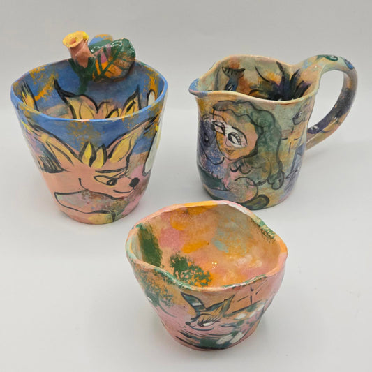Vintage Toni Lawrence Mug, Cream and Sugar Set
