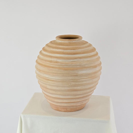 Ribbed Terracotta Decorative Pot/Planter