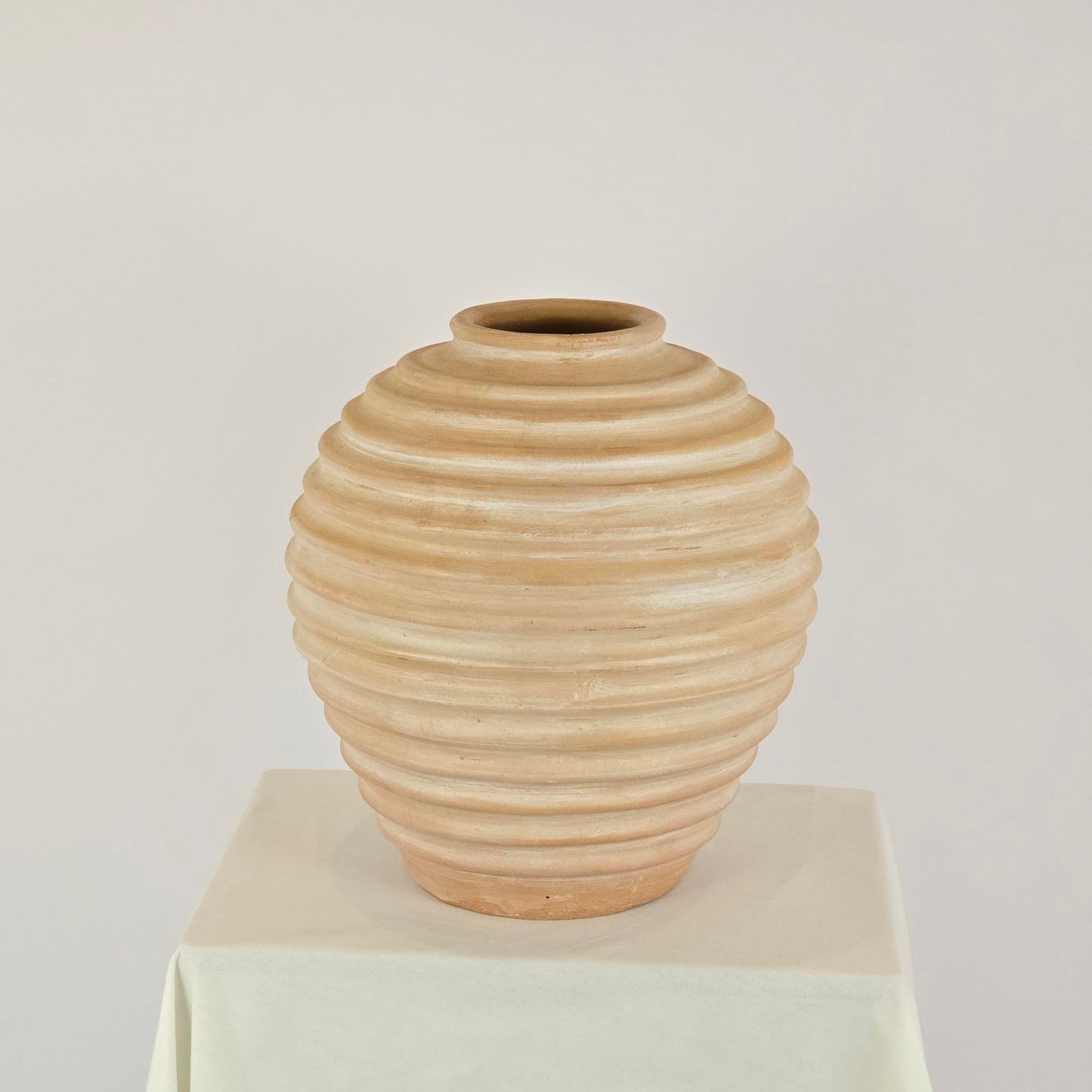Ribbed Terracotta Decorative Pot/Planter
