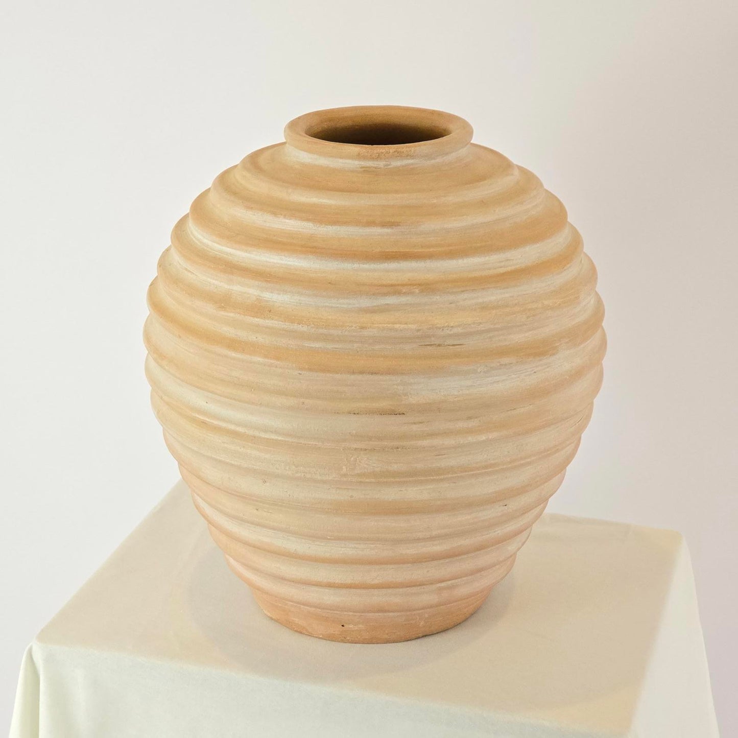 Ribbed Terracotta Decorative Pot/Planter