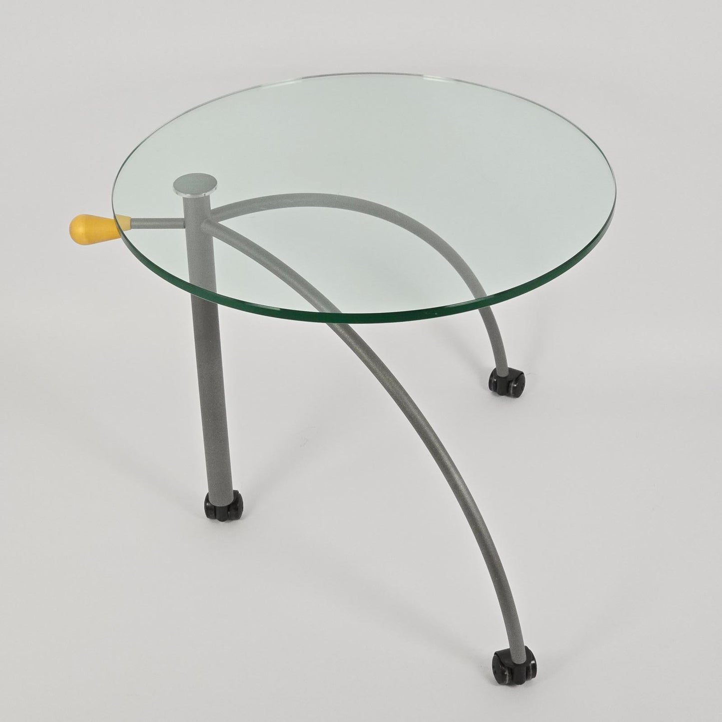 Vintage Post-Modern Glass Side Table on Casters
