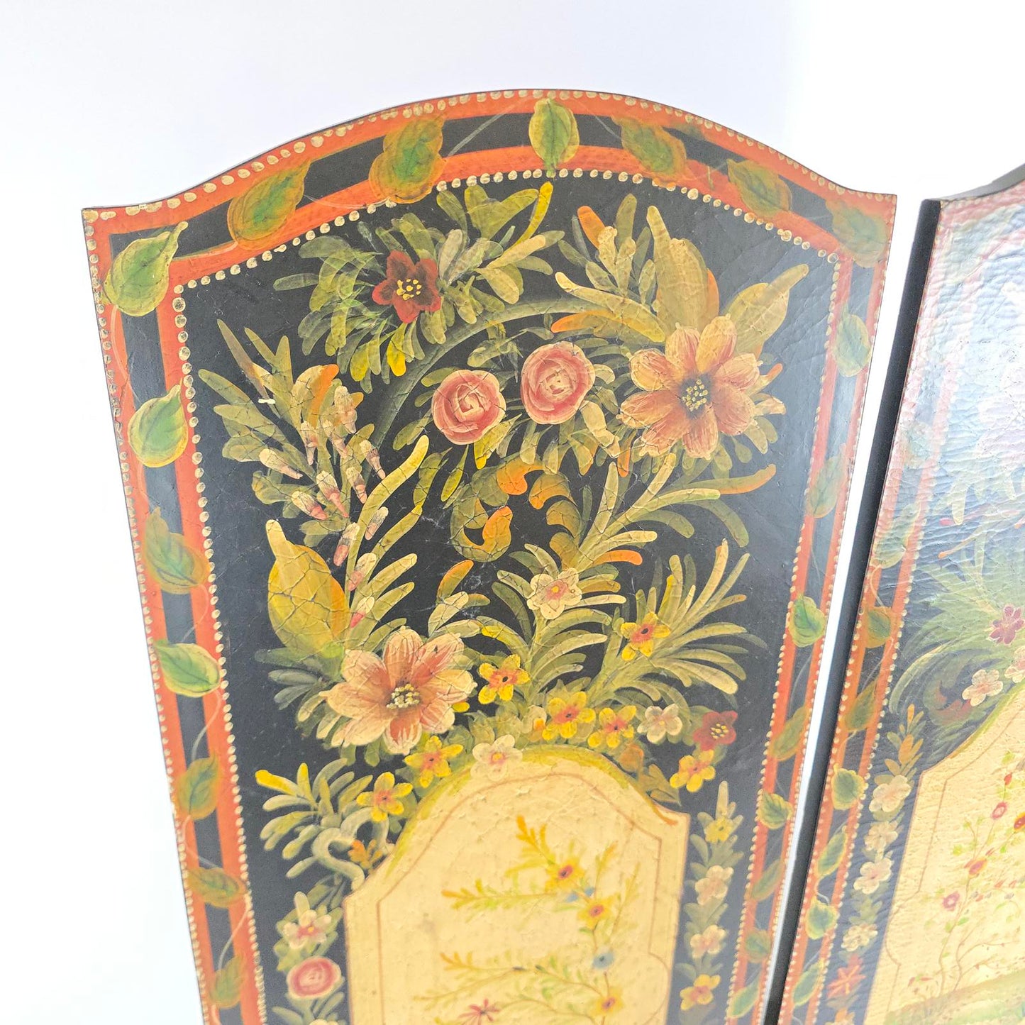Japanese Shibayama Style Hand-Painted Panel Screens