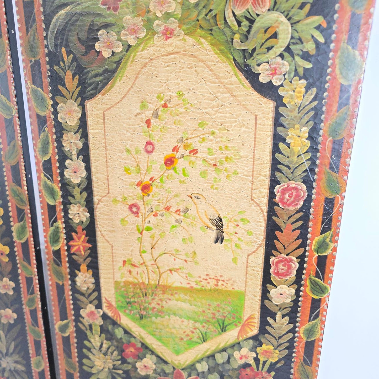 Japanese Shibayama Style Hand-Painted Panel Screens