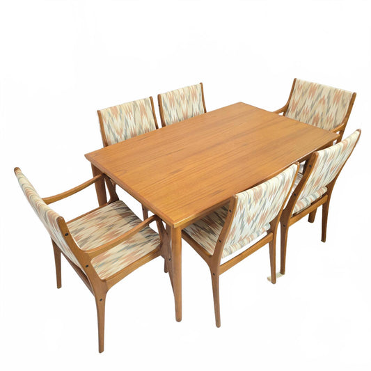 Danish Modern Solid Teak Extendable Table and 6 Chairs