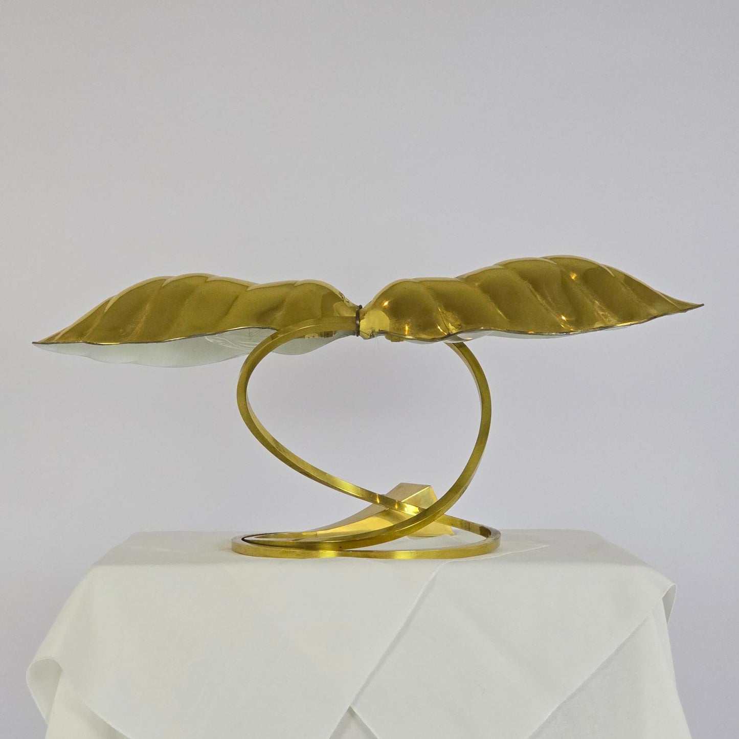 Vintage Tomasso Barbi "Double Leaf" Brass Lamp Designed for Chapman Lamps