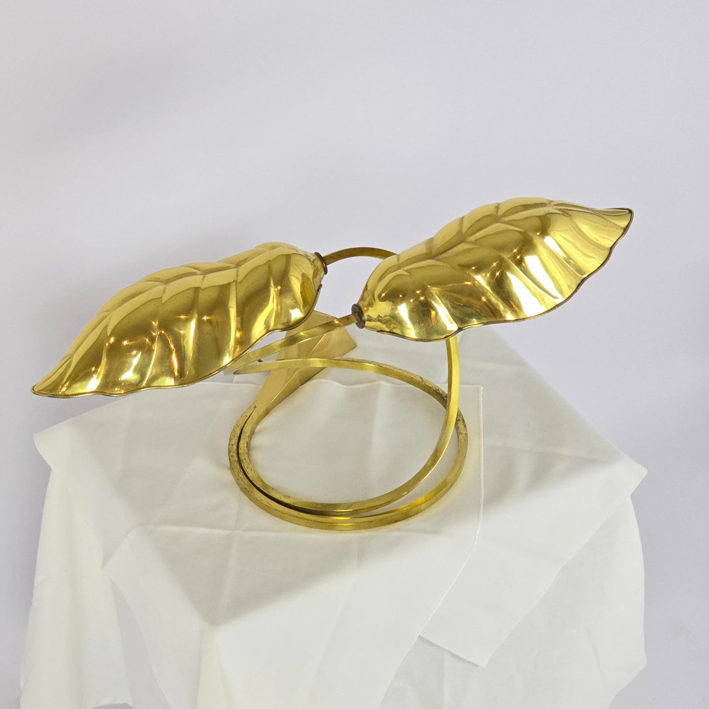 Vintage Tomasso Barbi "Double Leaf" Brass Lamp Designed for Chapman Lamps