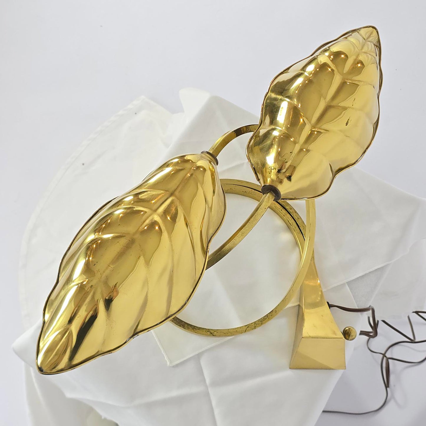 Vintage Tomasso Barbi "Double Leaf" Brass Lamp Designed for Chapman Lamps