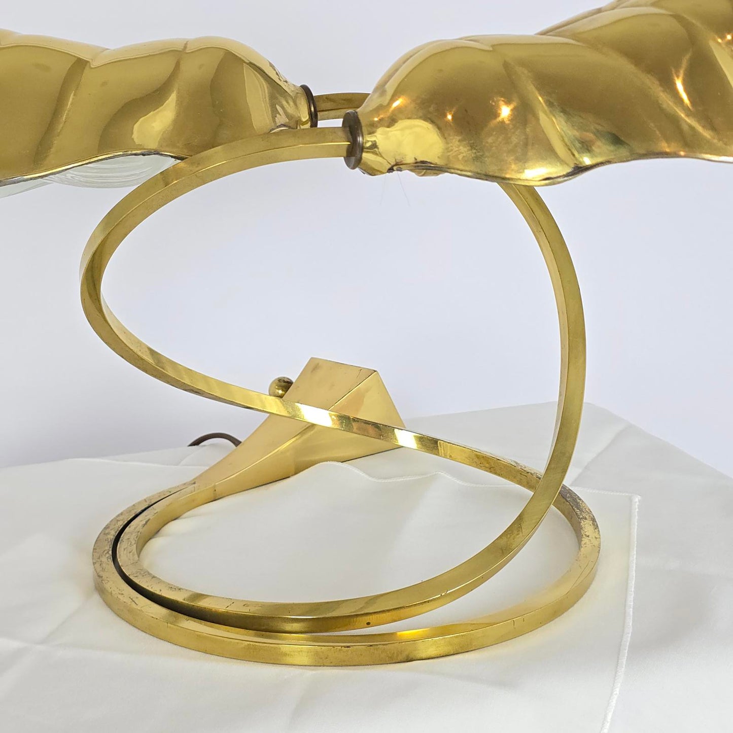 Vintage Tomasso Barbi "Double Leaf" Brass Lamp Designed for Chapman Lamps