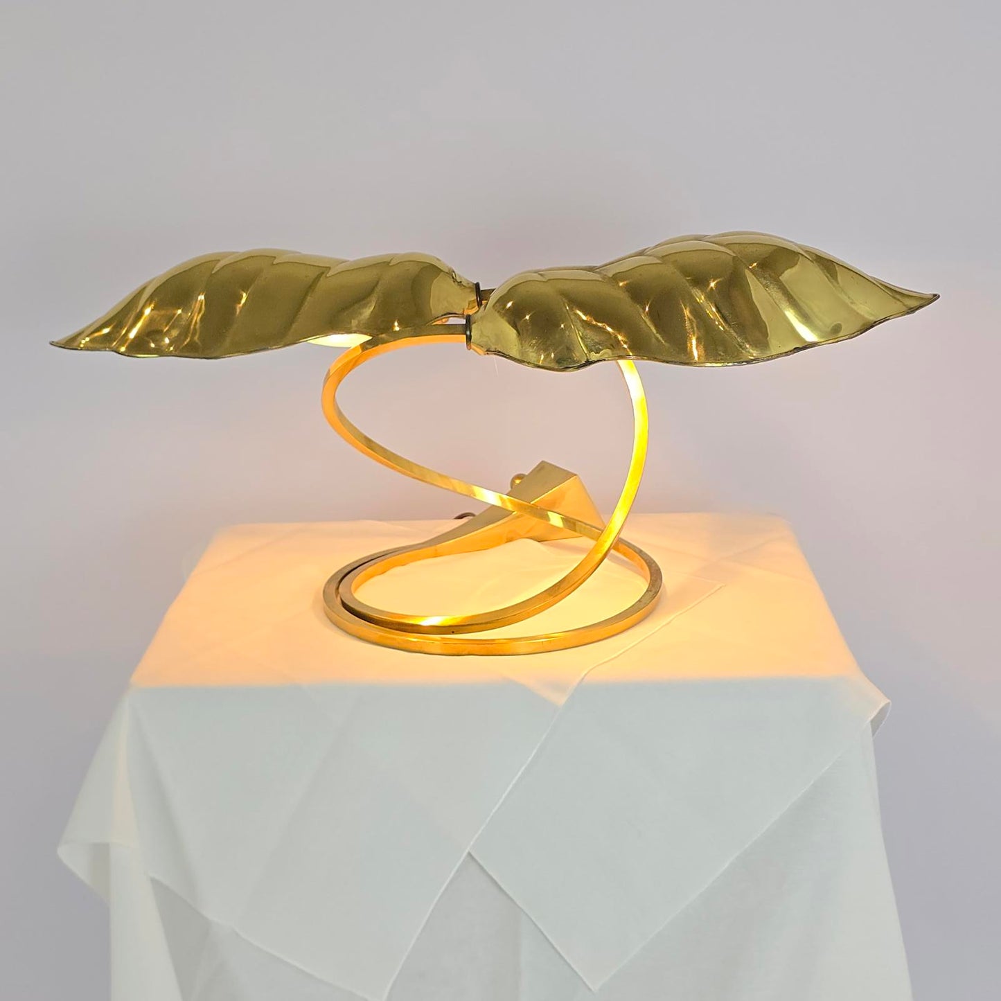 Vintage Tomasso Barbi "Double Leaf" Brass Lamp Designed for Chapman Lamps
