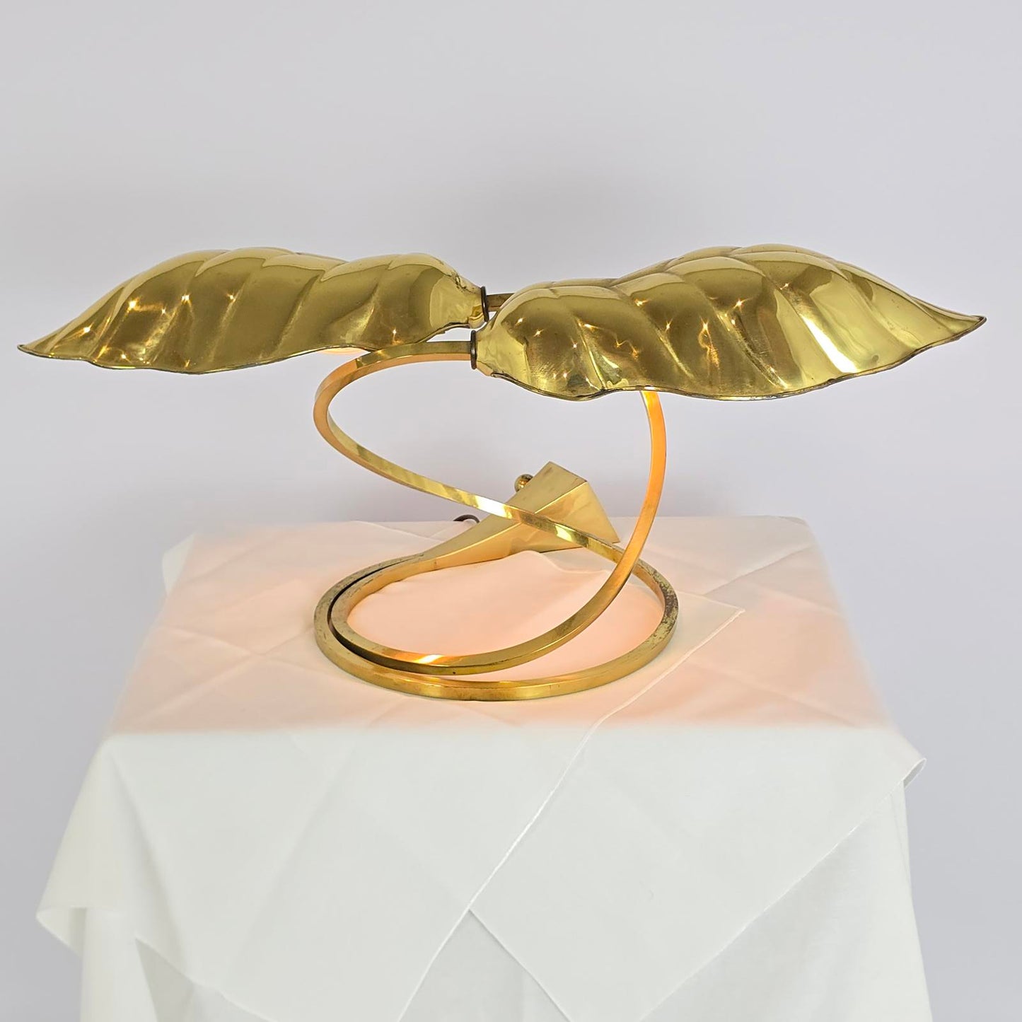 Vintage Tomasso Barbi "Double Leaf" Brass Lamp Designed for Chapman Lamps