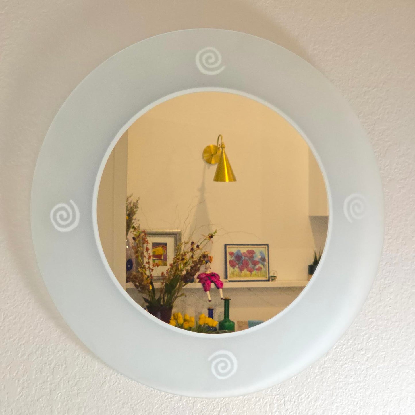 Vintage 1990's Post-Modern BDI Round Frosted Mirror