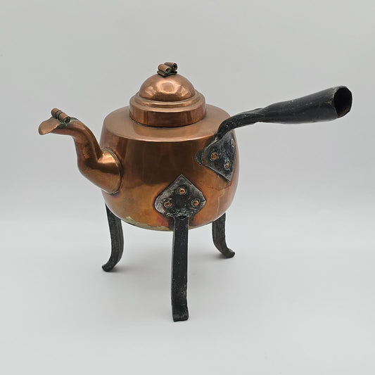 Antique Swedish Copper Footed Tea Kettle