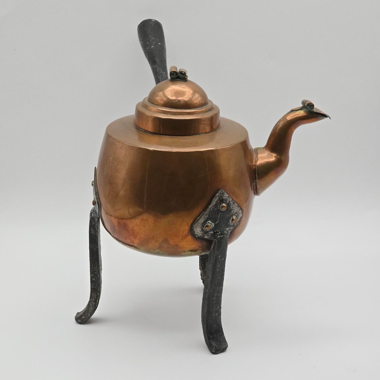 Antique Swedish Copper Footed Tea Kettle