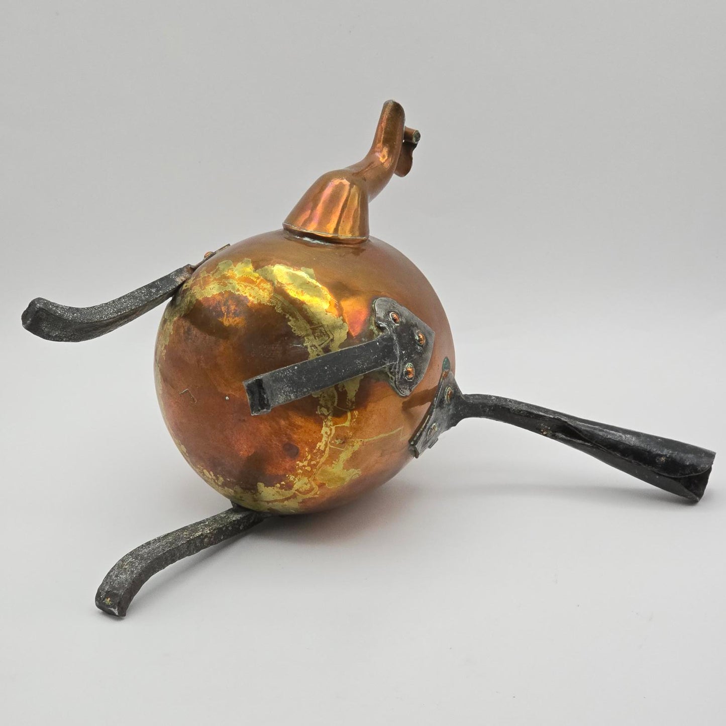 Antique Swedish Copper Footed Tea Kettle