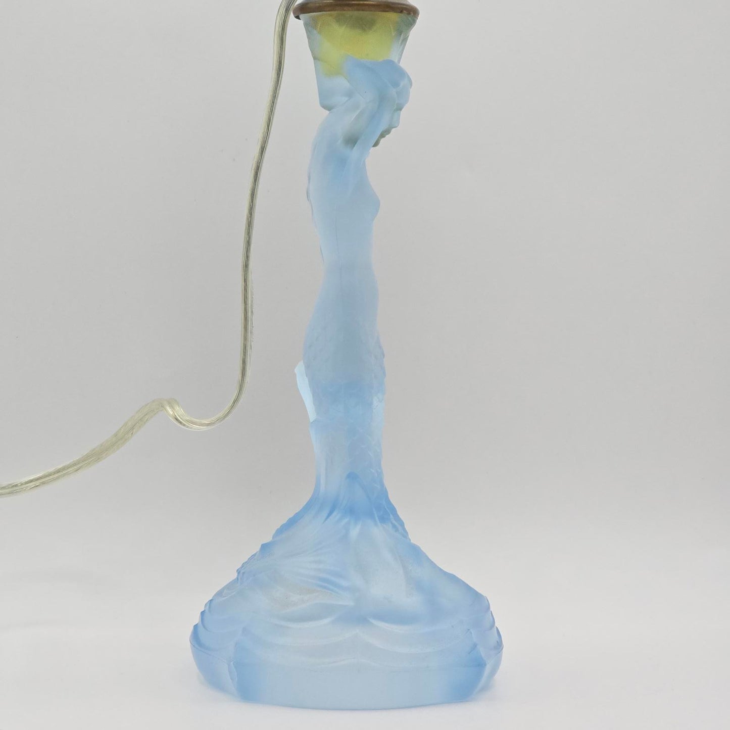 Vintage Walther & Sohne Art Deco Frosted Blue Mermaid Boudoir Lamp