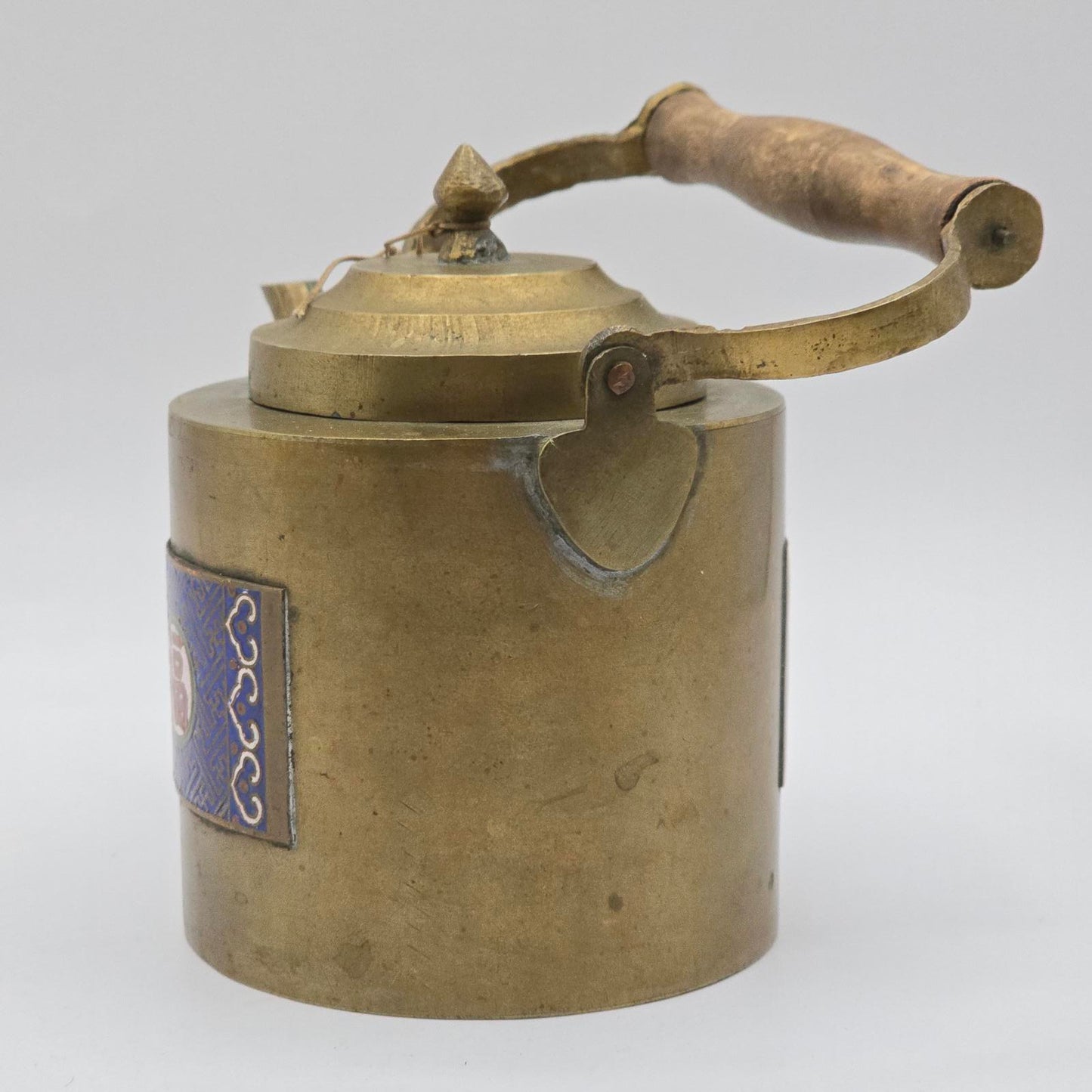 Vintage Chinese Brass and Enamel Teapot