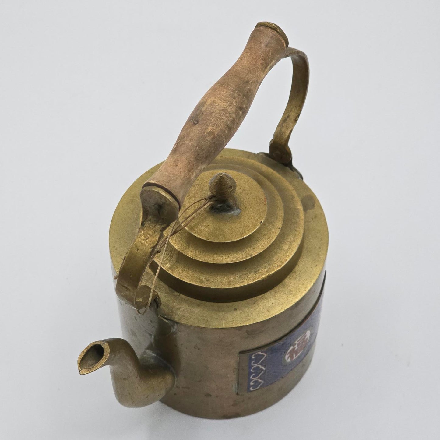 Vintage Chinese Brass and Enamel Teapot