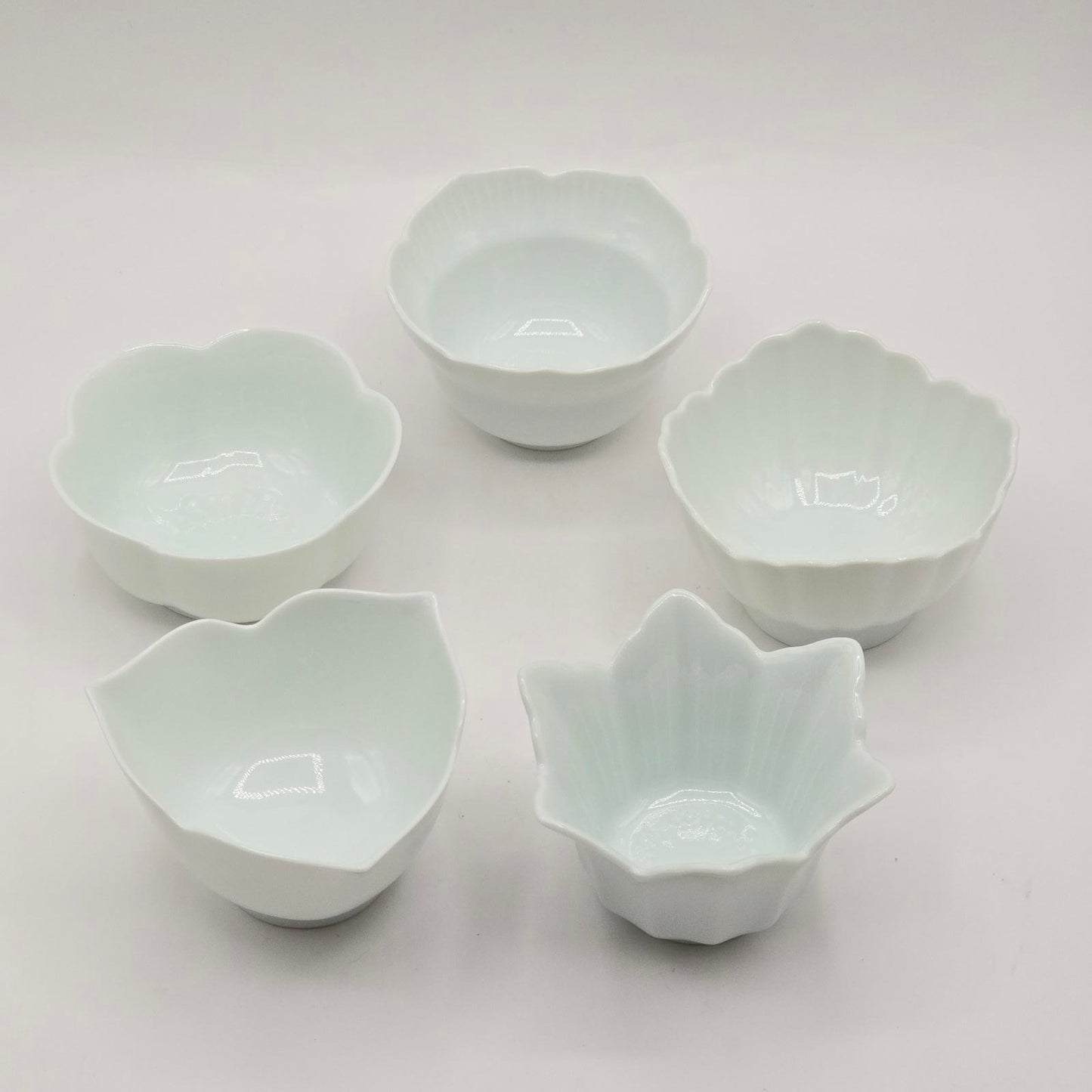 Vintage Japanese Porcelain Flower-Shaped Bowls