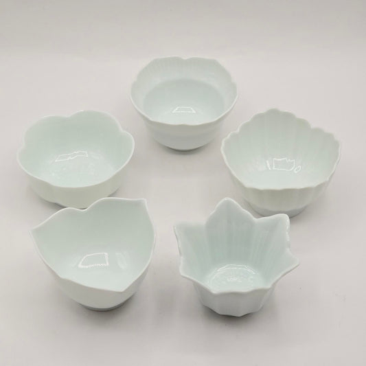 Vintage Japanese Porcelain Flower-Shaped Bowls
