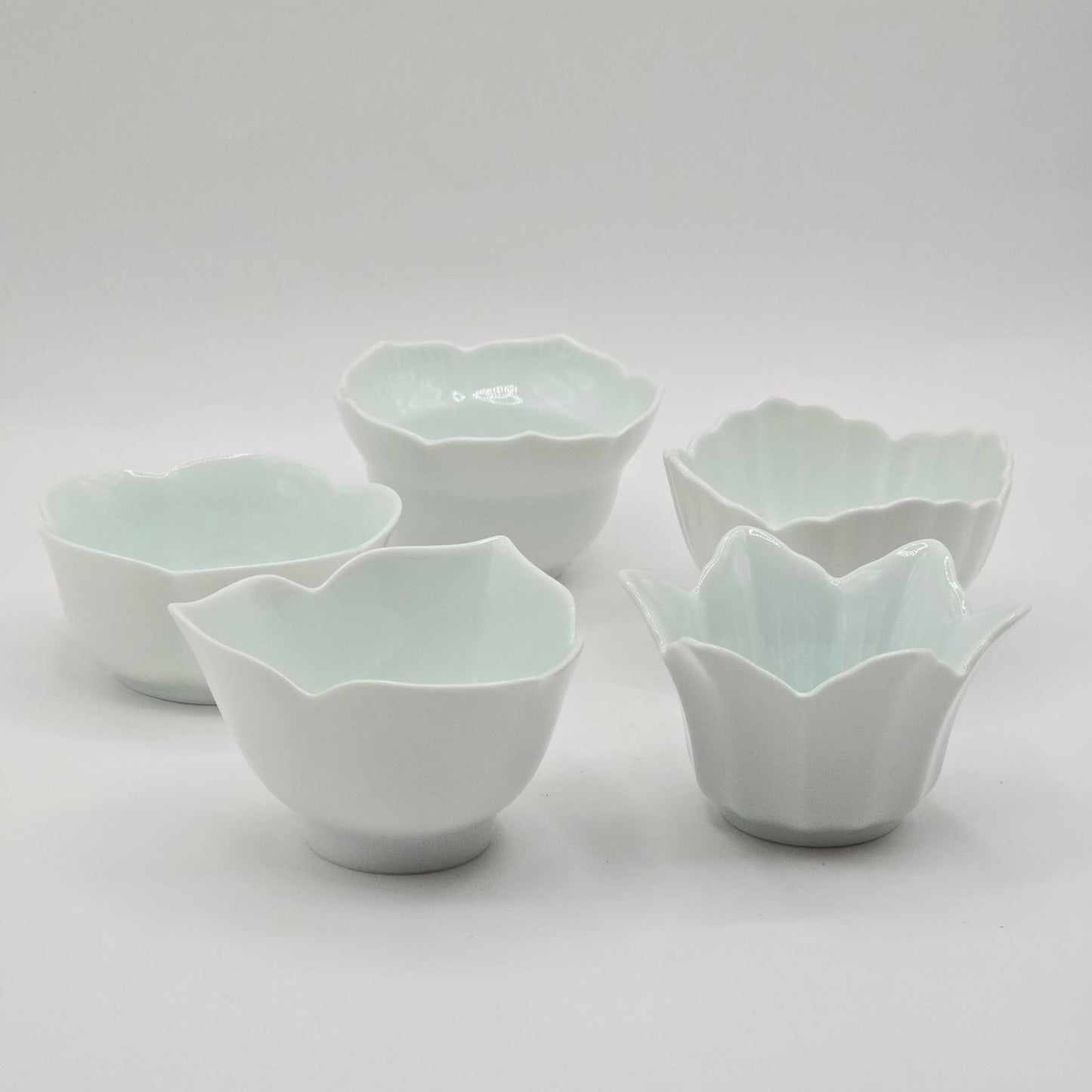 Vintage Japanese Porcelain Flower-Shaped Bowls