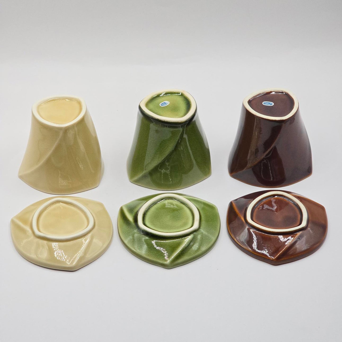 Japanese Organic Hand-Formed Tea Cups and Saucers