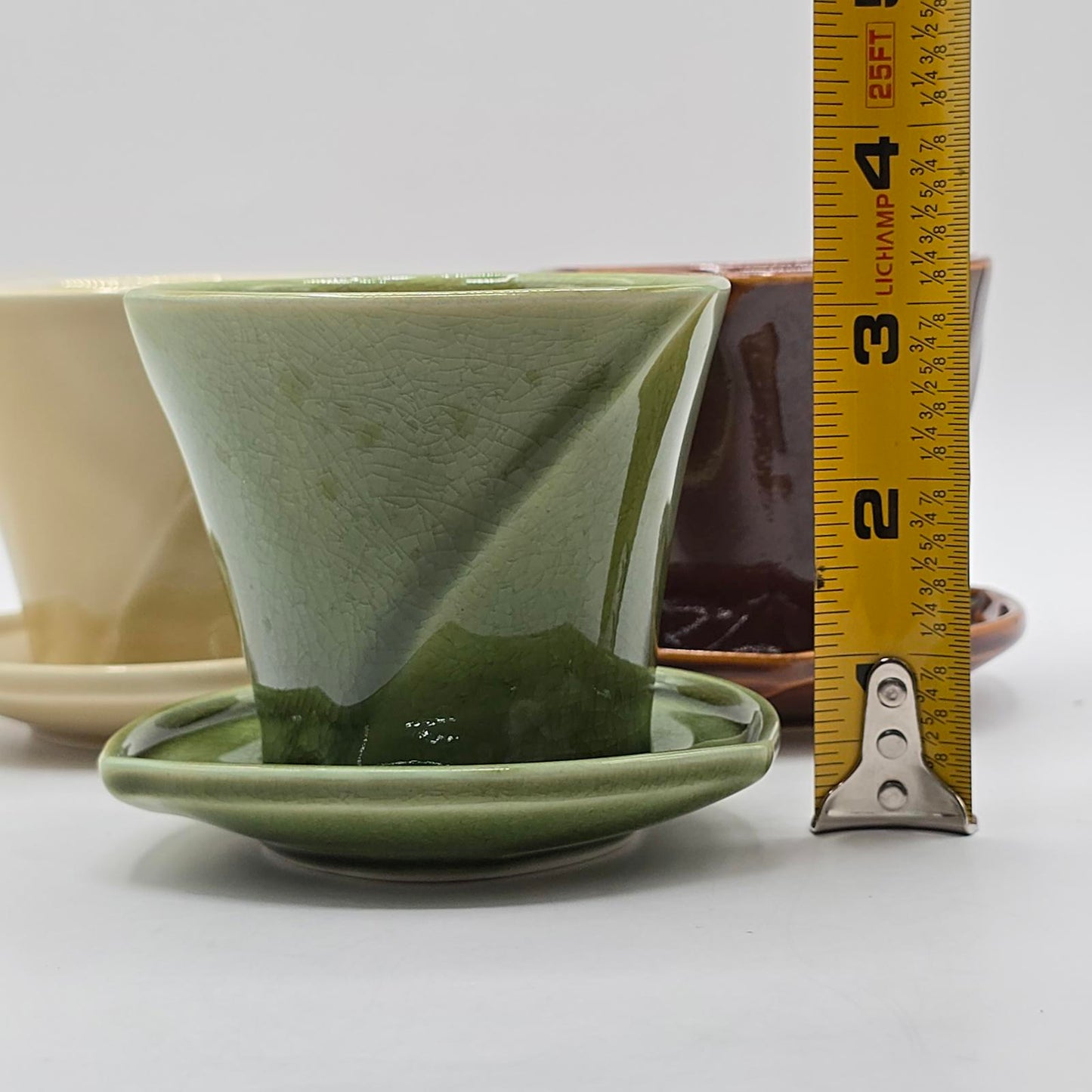 Japanese Organic Hand-Formed Tea Cups and Saucers