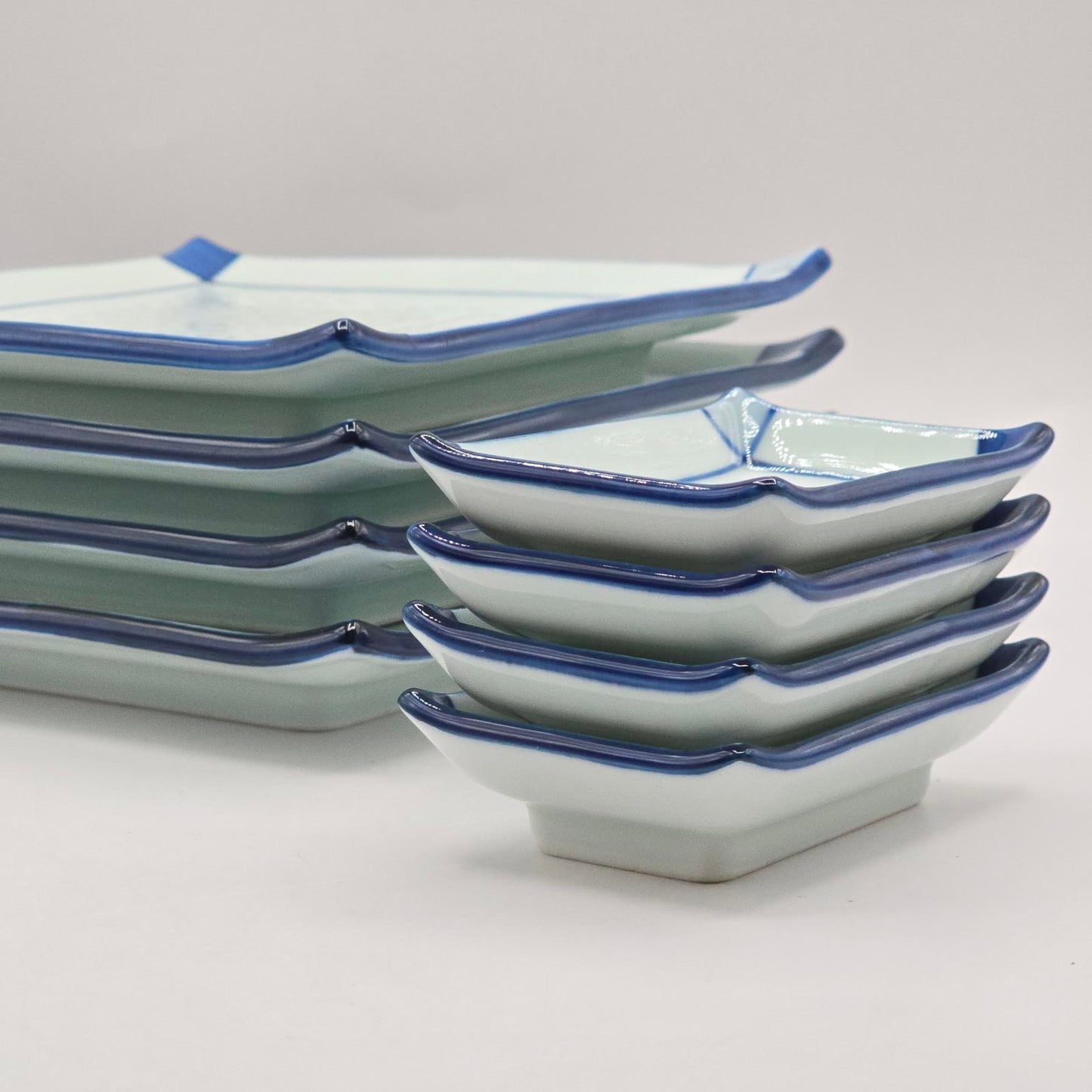 Lmari Japanese Porcelain Sushi Set- White and Blue