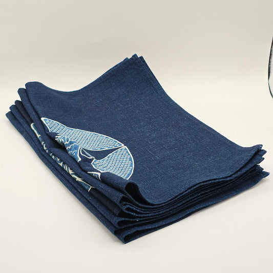 Rare Find, Vintage Sasakura Gensho Navy and White Cotton Placemats