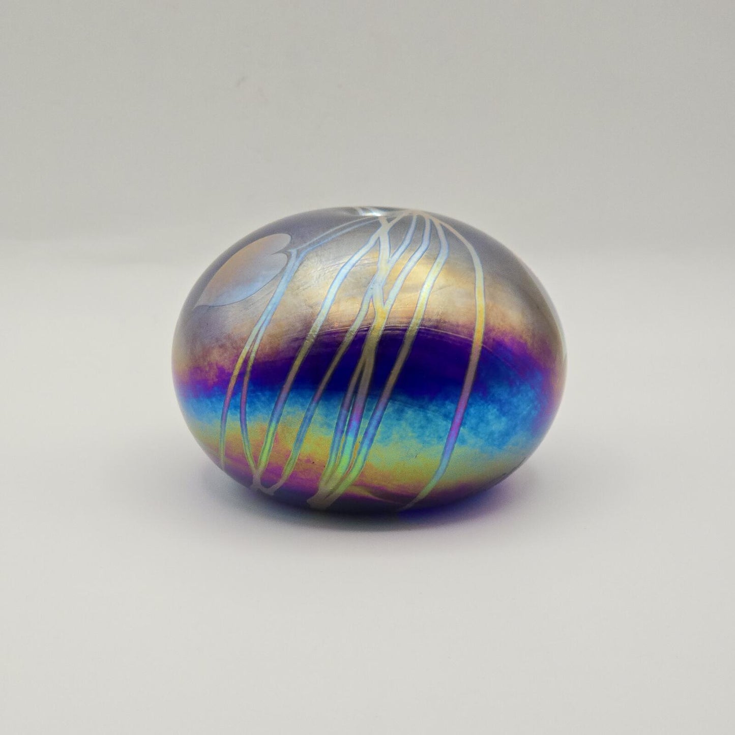Erik Brakken Glasshouse Irridescent Oil Lamp/Paperweight - Purple Hearts