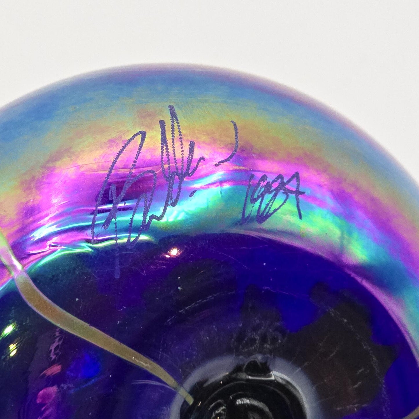 Erik Brakken Glasshouse Irridescent Oil Lamp/Paperweight - Purple Hearts