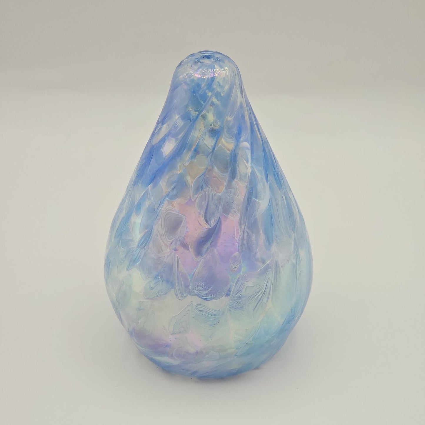 Roger Vines Iridescent Art Glass Oil Lamp/Vase - Teardrop blue/purple