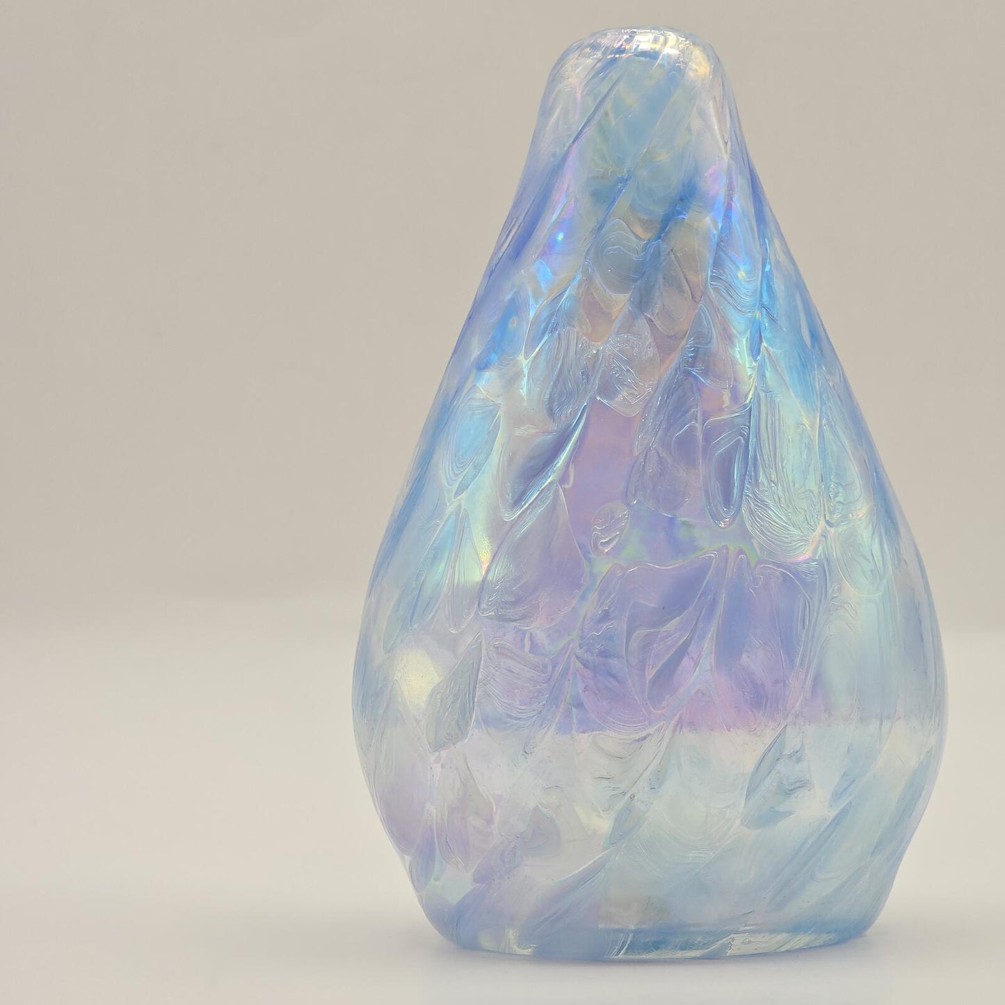 Roger Vines Iridescent Art Glass Oil Lamp/Vase - Teardrop blue/purple