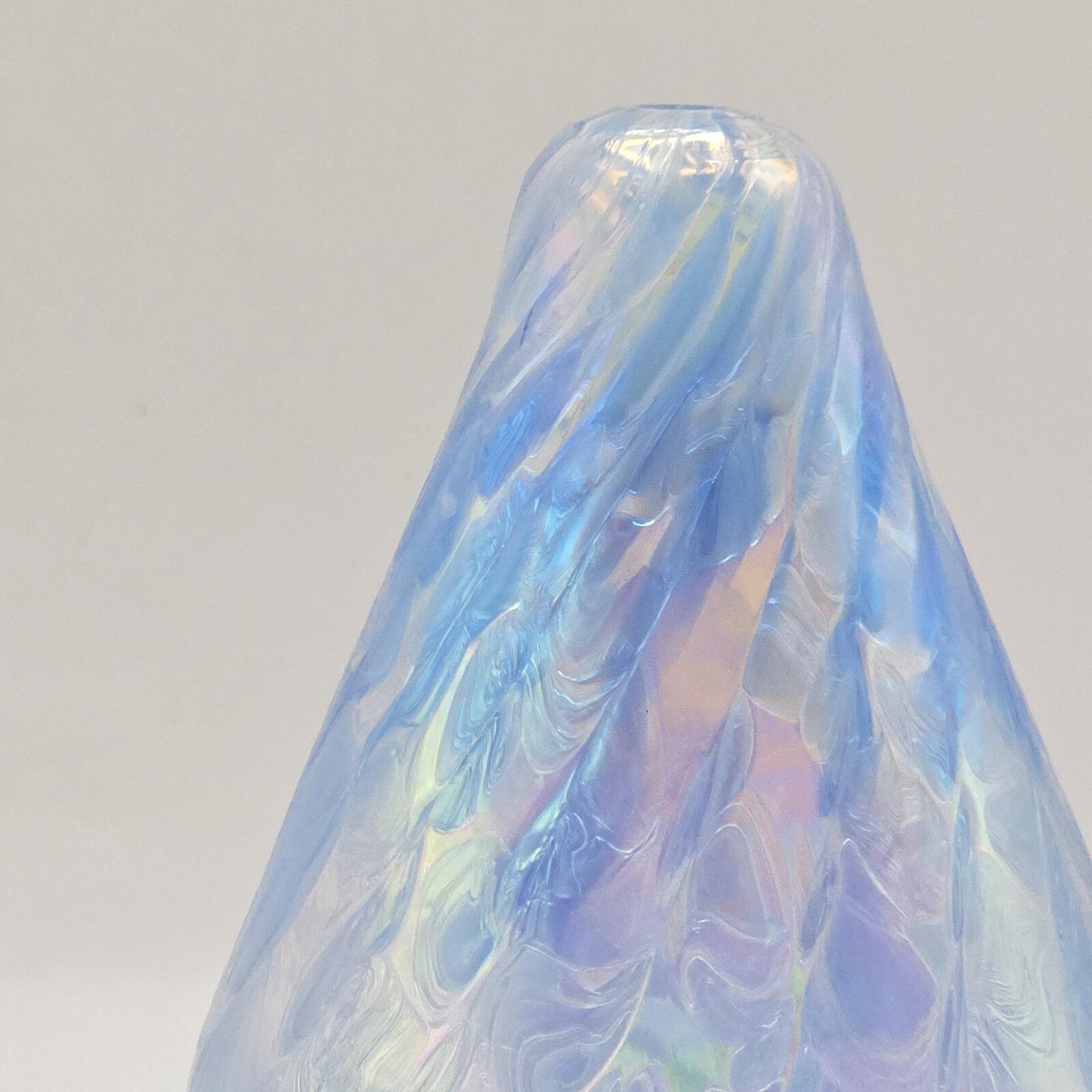 Roger Vines Iridescent Art Glass Oil Lamp/Vase - Teardrop blue/purple