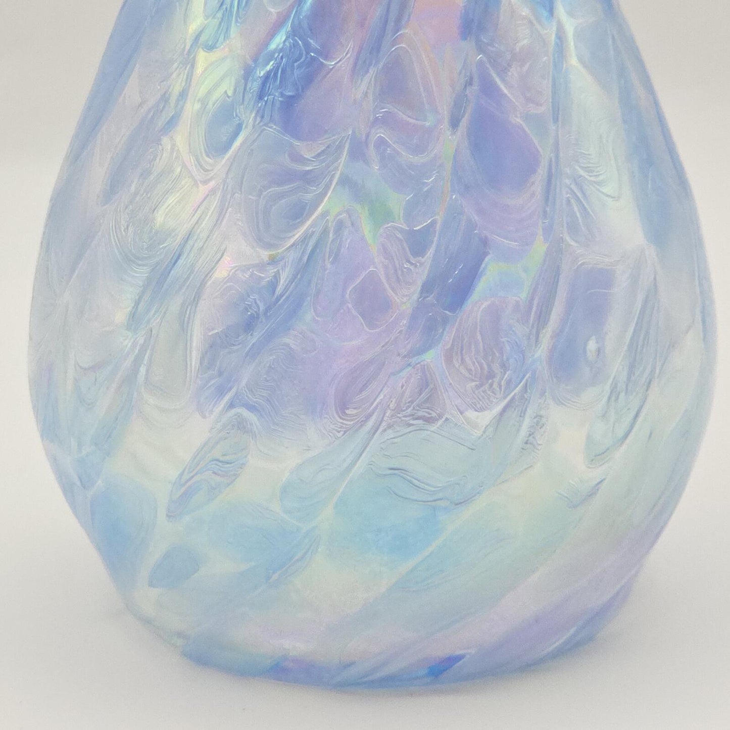 Roger Vines Iridescent Art Glass Oil Lamp/Vase - Teardrop blue/purple