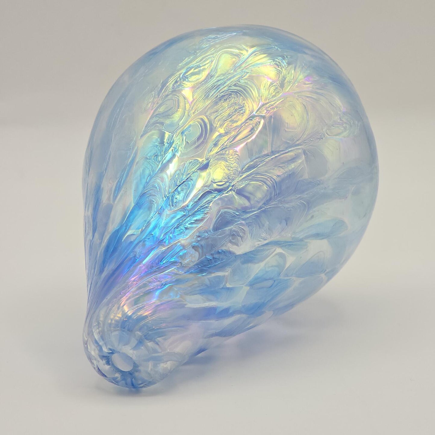 Roger Vines Iridescent Art Glass Oil Lamp/Vase - Teardrop blue/purple