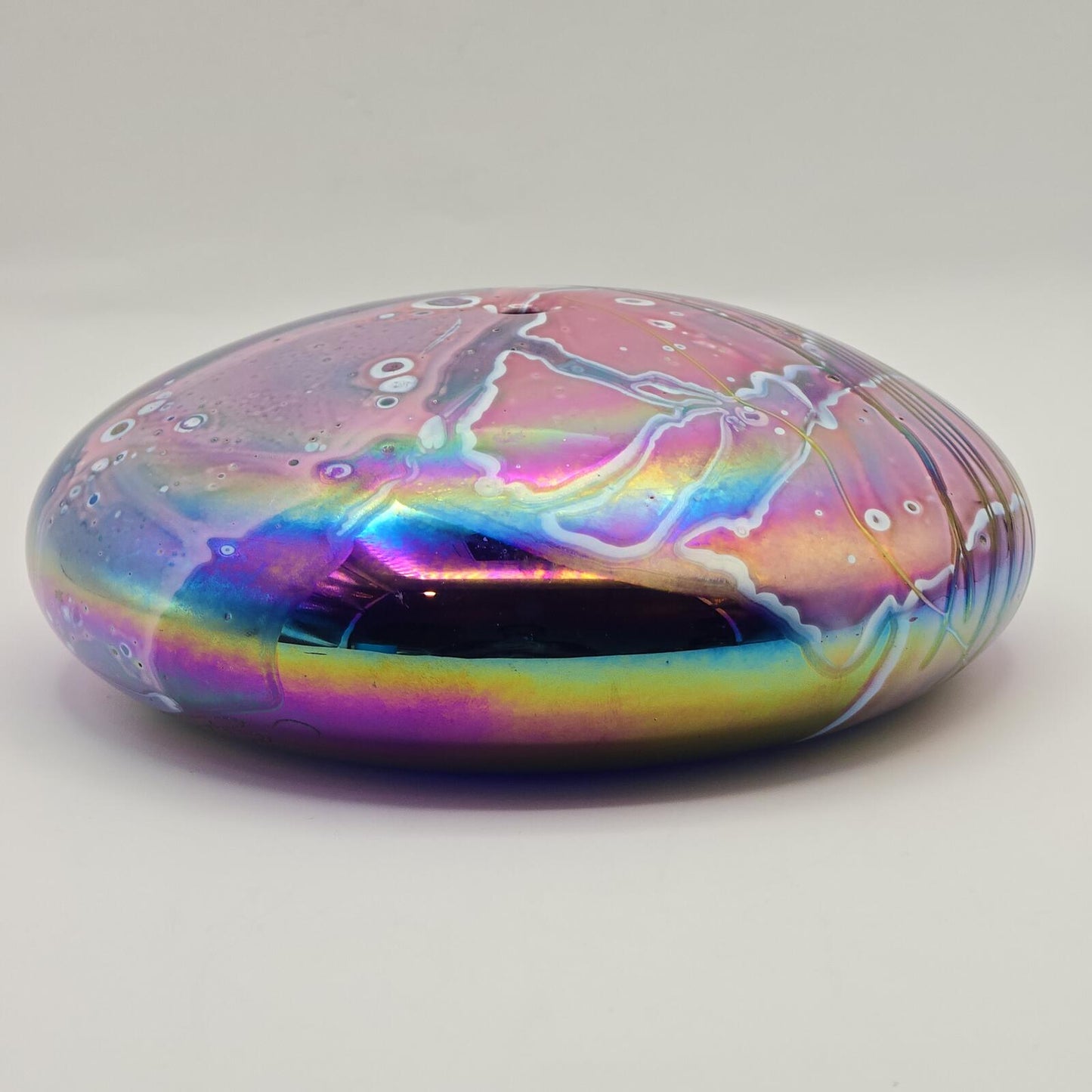 Erik Brakken Glasshouse Irridescent Oil Lamp/Paperweight -  Pink/Purple/Blue