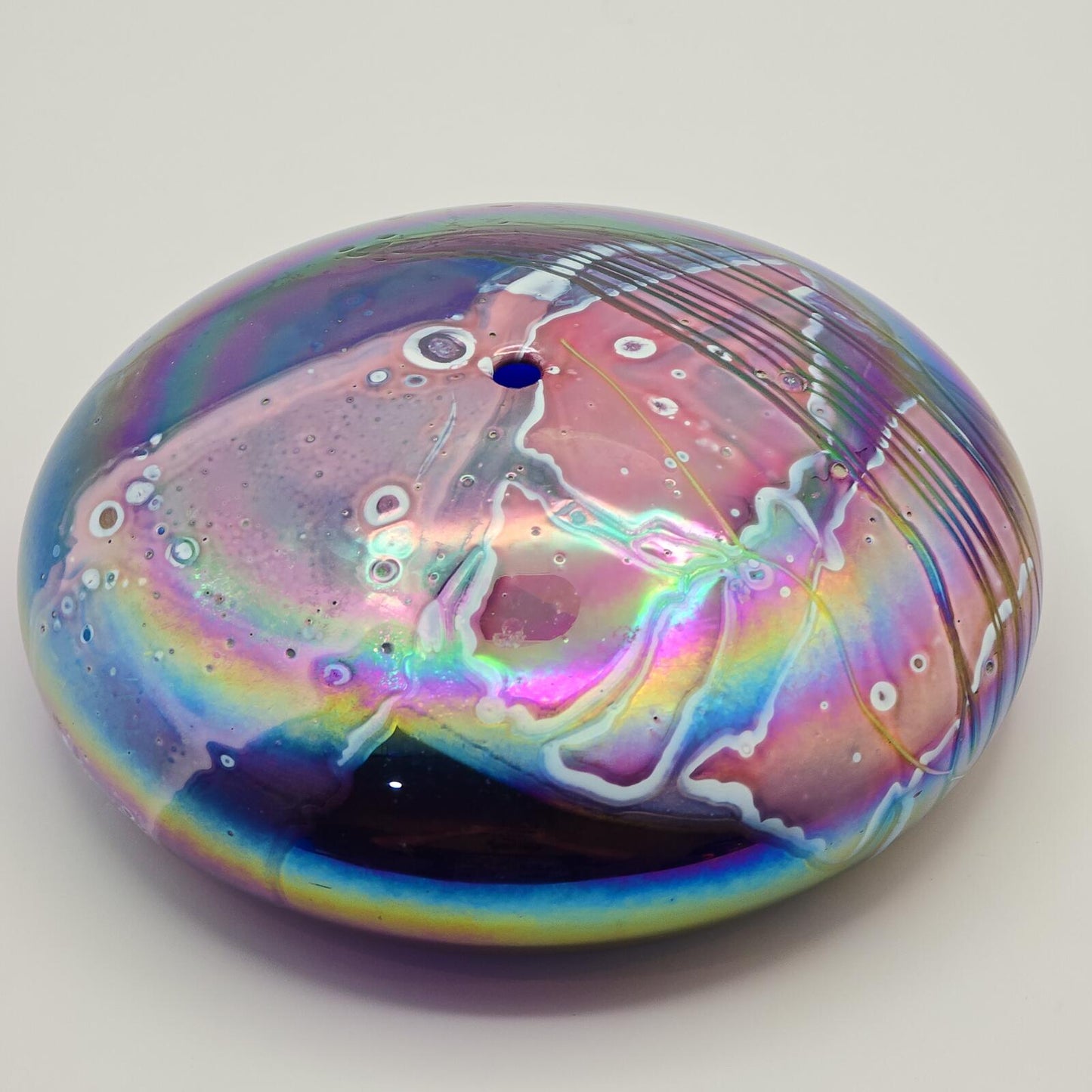 Erik Brakken Glasshouse Irridescent Oil Lamp/Paperweight -  Pink/Purple/Blue