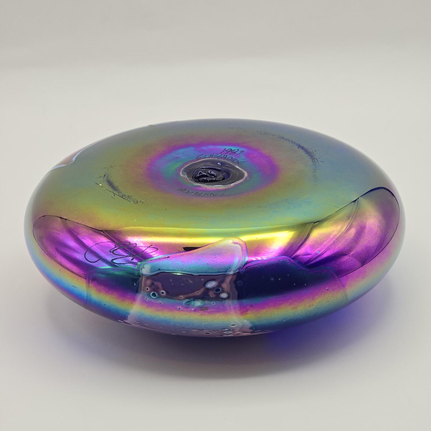 Erik Brakken Glasshouse Irridescent Oil Lamp/Paperweight -  Pink/Purple/Blue