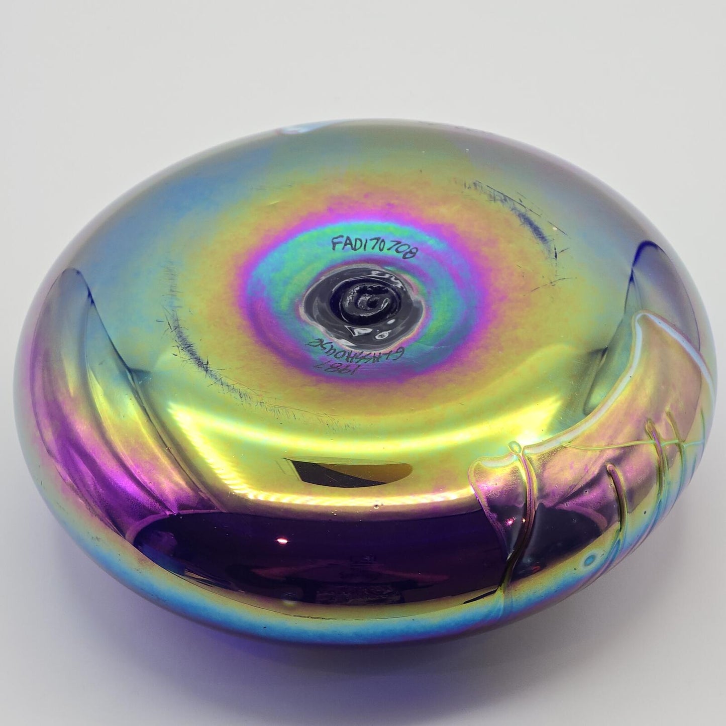 Erik Brakken Glasshouse Irridescent Oil Lamp/Paperweight -  Pink/Purple/Blue