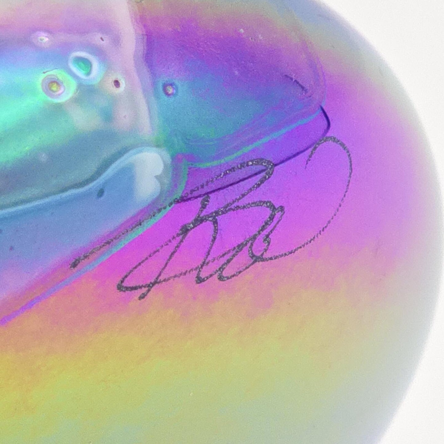 Erik Brakken Glasshouse Irridescent Oil Lamp/Paperweight -  Pink/Purple/Blue