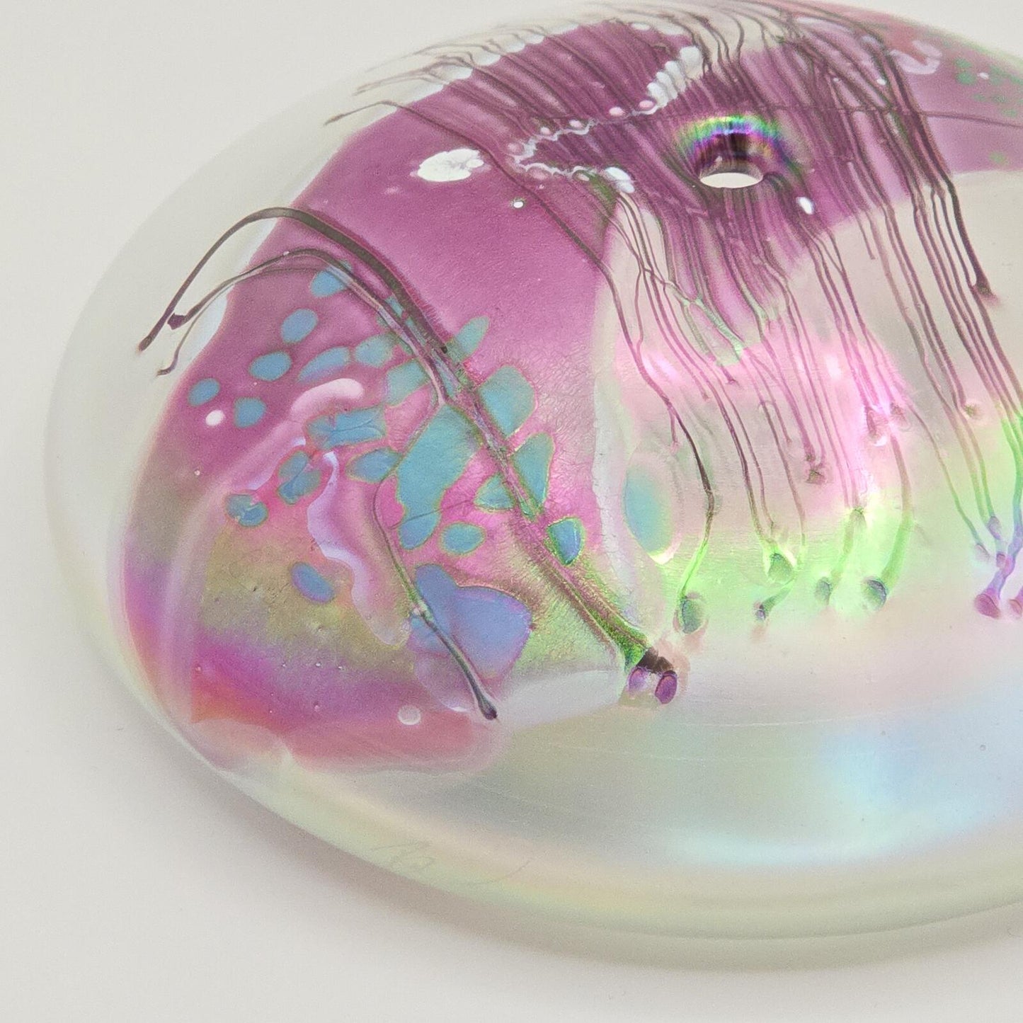 Erik Brakken Glasshouse Irridescent Oil Lamp/Paperweight - Fuchsia/Pearl