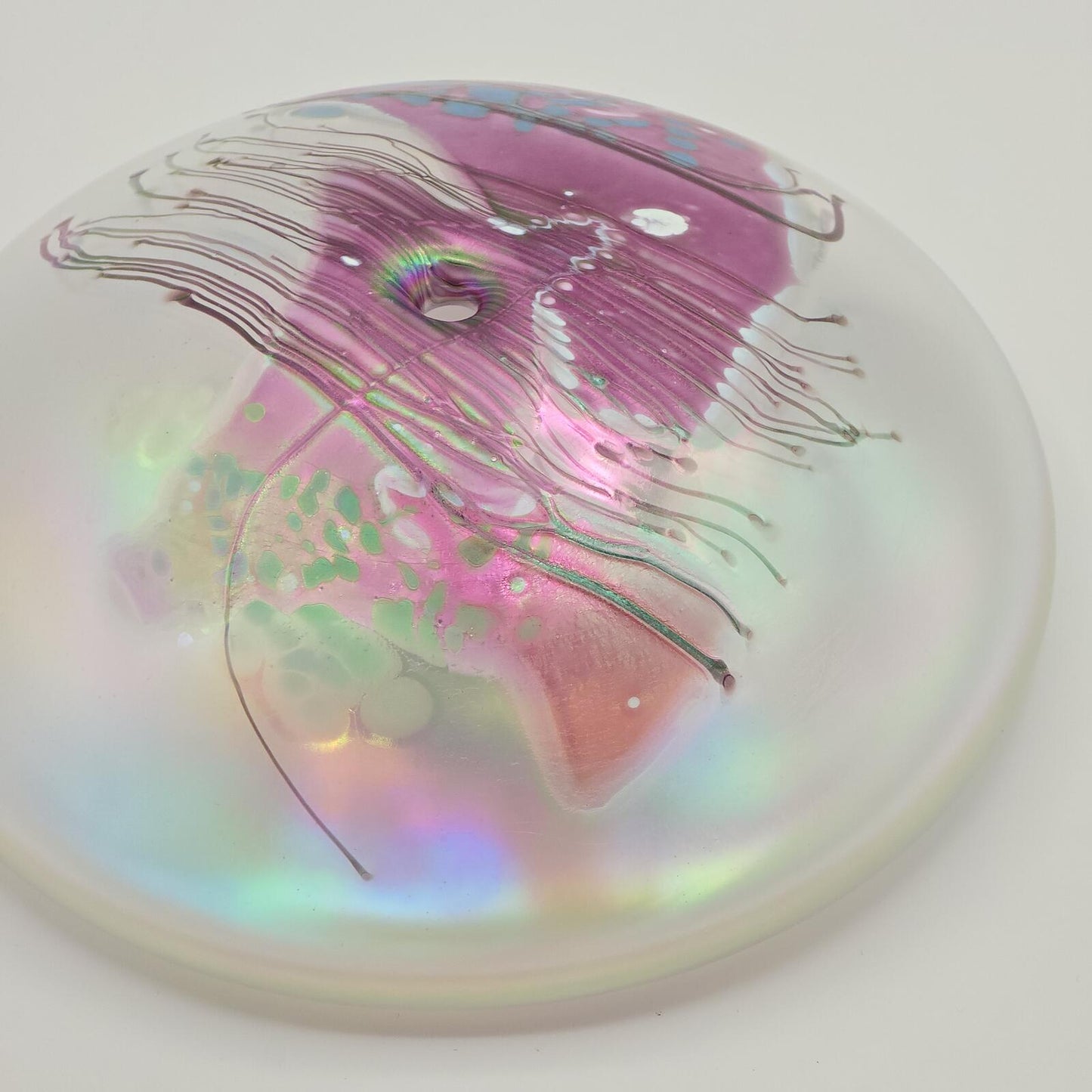 Erik Brakken Glasshouse Irridescent Oil Lamp/Paperweight - Fuchsia/Pearl