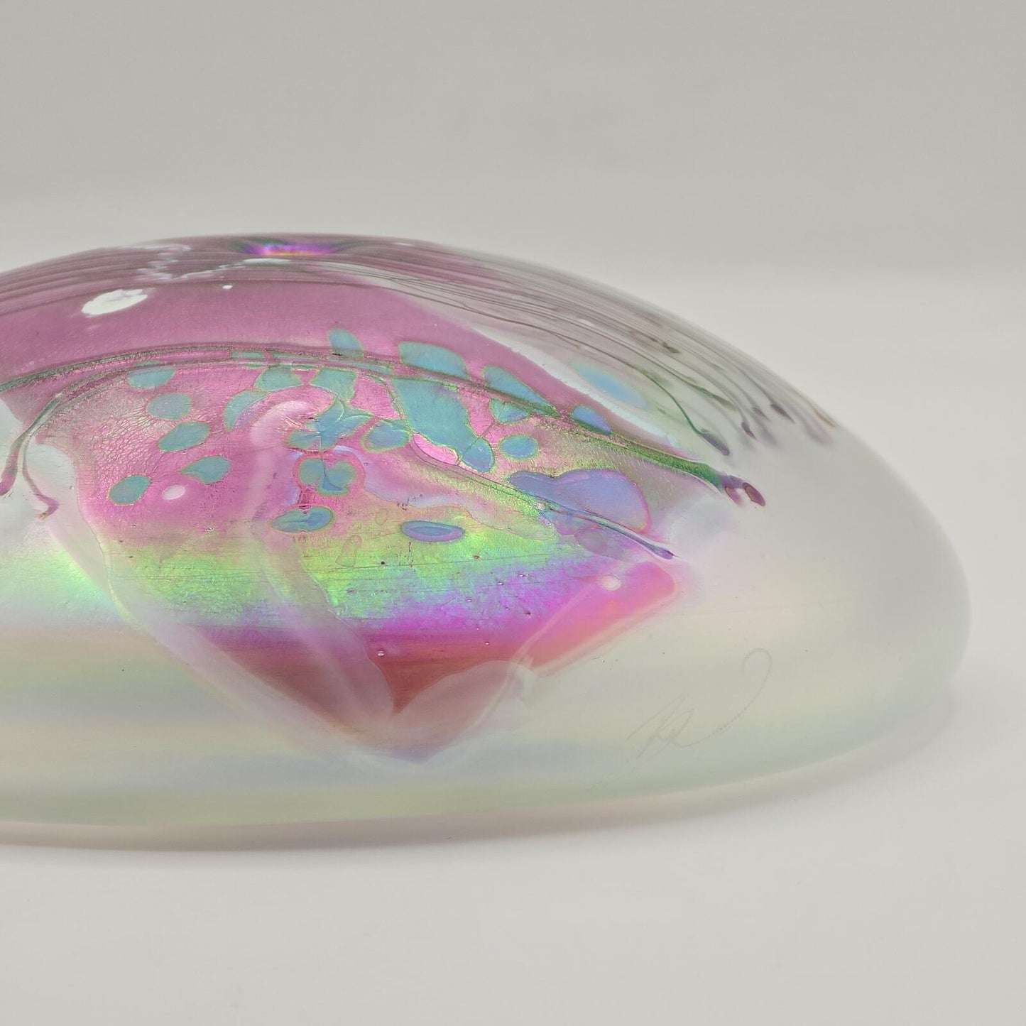 Erik Brakken Glasshouse Irridescent Oil Lamp/Paperweight - Fuchsia/Pearl