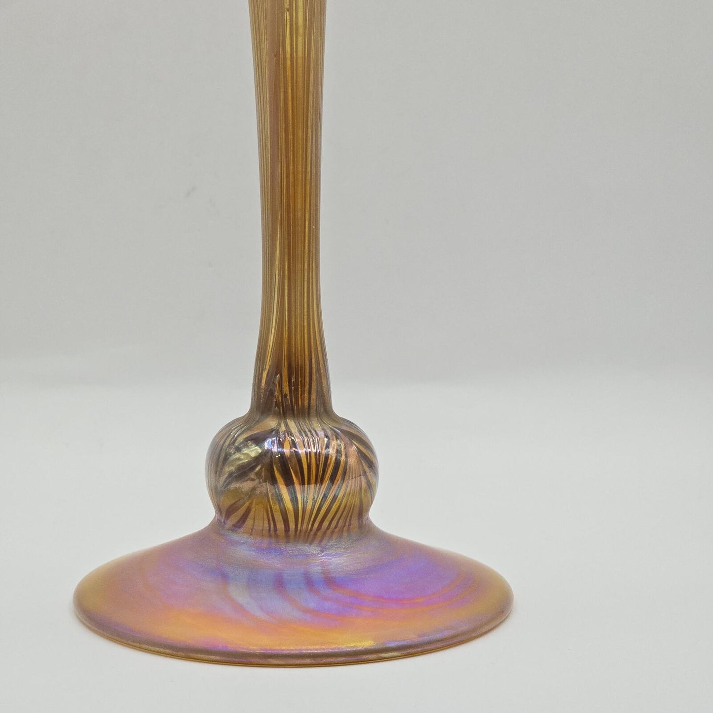 Vandermark Glass Studio Art Nouveau Iridescent Glass Fan Vase