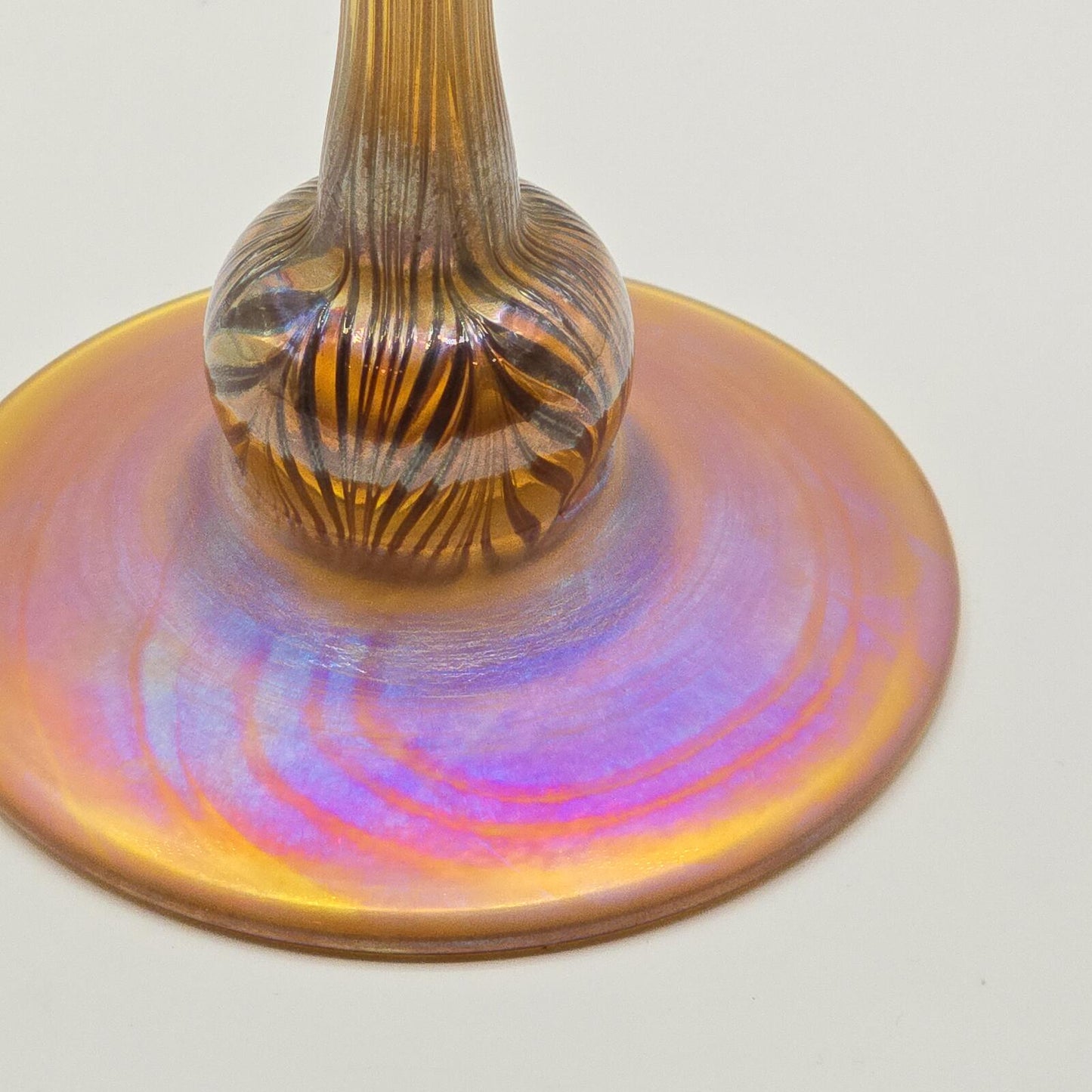 Vandermark Glass Studio Art Nouveau Iridescent Glass Fan Vase