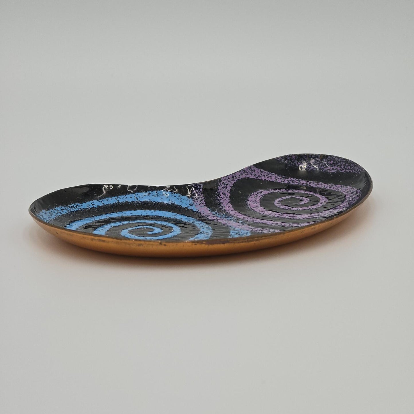 Vintage MCM Artisware "Copper Ceramics" Enamel on Copper Dish