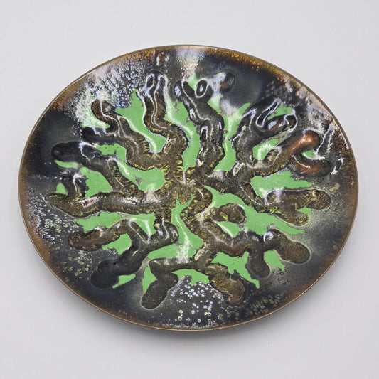 Vintage MCM Abstract Enamel on Copper Dish